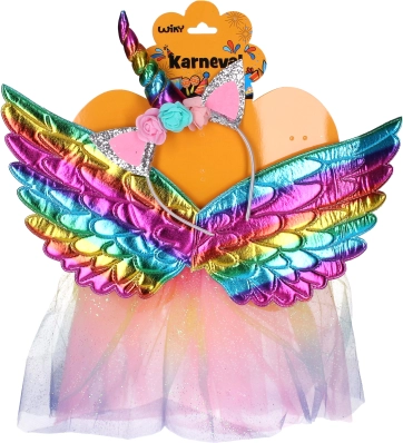 Carnavalsset eenhoorn met vleugels en rok