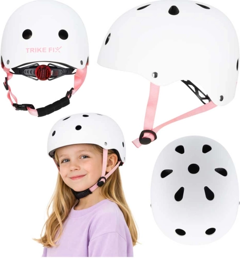 Kinderfietshelm met LED TRIKE FIX S 48–54 cm wit
