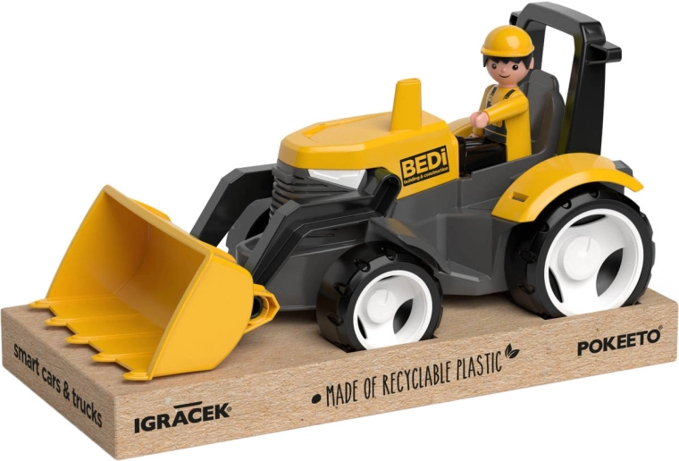 Efko Igráček MultiGO gele tractor met laadschop en figuurtje