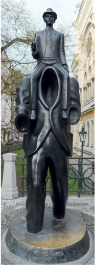 Motief van het monument van Franz Kafka in panorama
