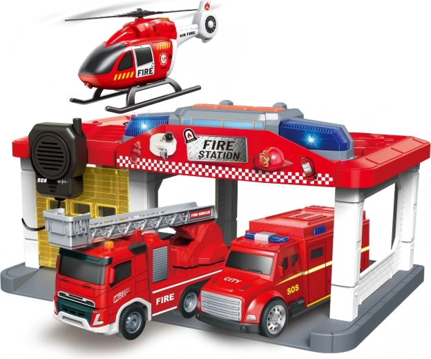Brandweerkazerne met helikopter, licht en geluid