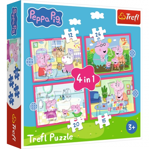Puzzel 4 in 1 Peppa houdt van avontuur