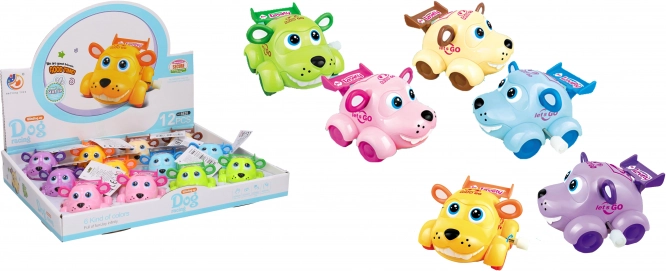 Plastic opwindende hond 8 cm