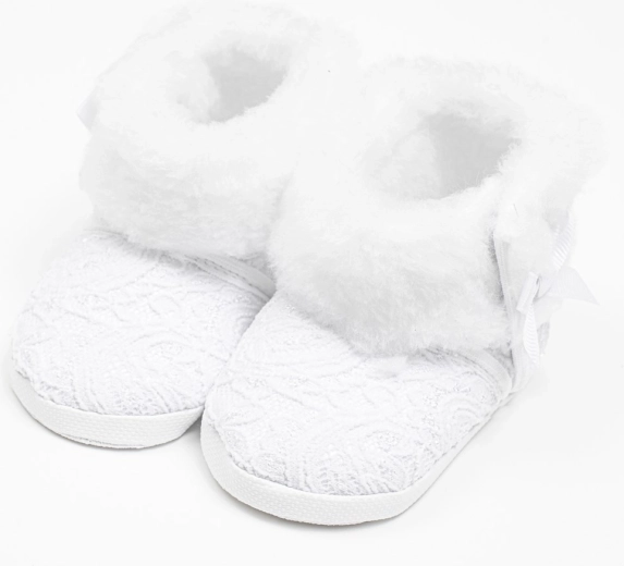 New Baby winterlaarsjes met kant voor baby’s, wit, 0–3 maanden