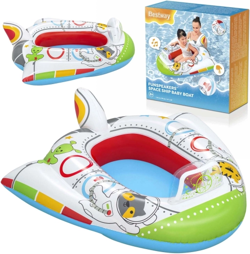 Opblaasbare kinderboot in de vorm van een ruimteschip met geluid Bestway Funspeakers