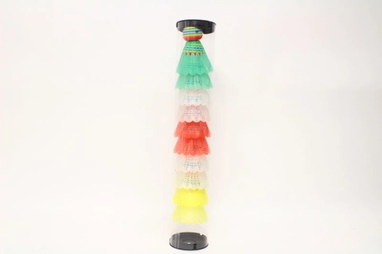 Gekleurde plastic badmintonshuttles in tube (10 stuks)