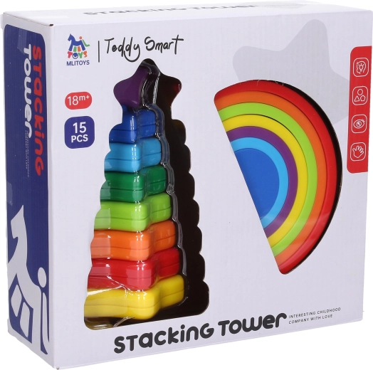 Stapelbare toren met regenboog
