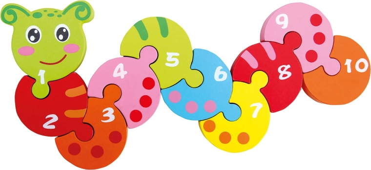 Houten puzzel met cijfers Rups
