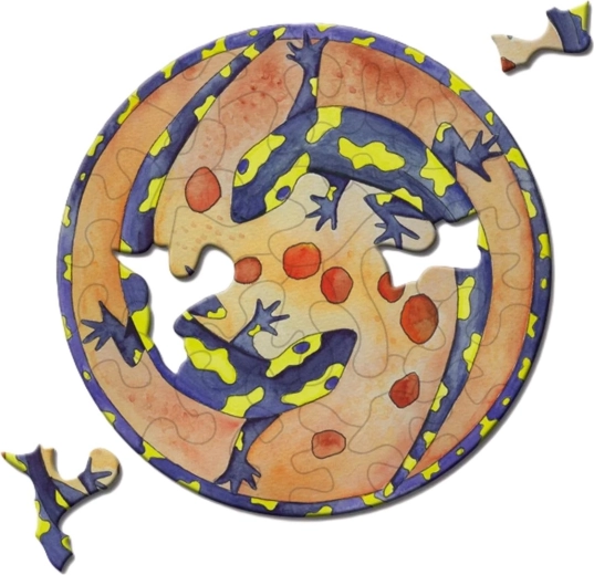 Ronde puzzel CURIOSI Picoli – salamander, 33 stukjes