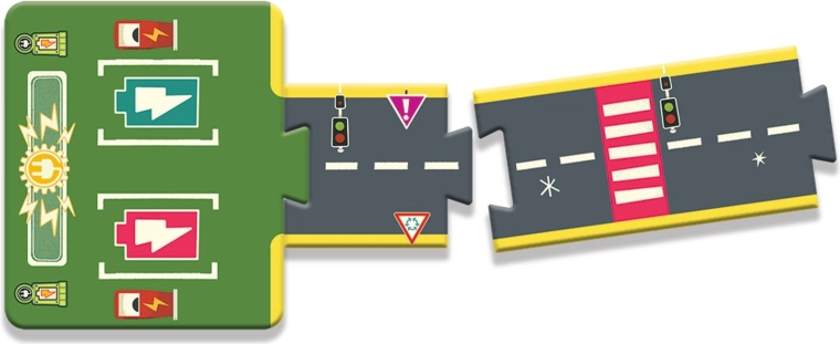 Realistische weg met verkeerselementen