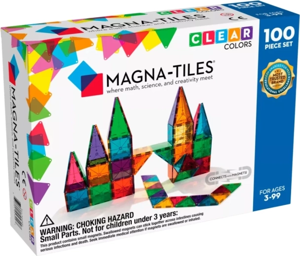 Magna-Tiles magnetische bouwset Clear Colours – 100 onderdelen