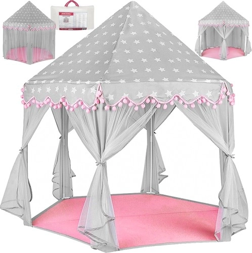 Grijze-roze kinderspeeltent KUZZEL