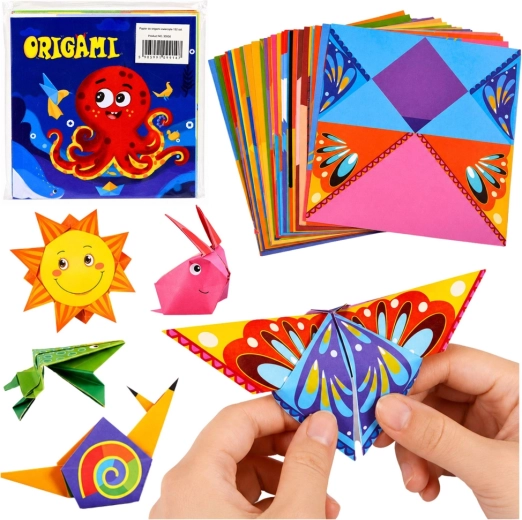 Origami-set voor kinderen met gekleurd papier en handleiding (100 vellen)