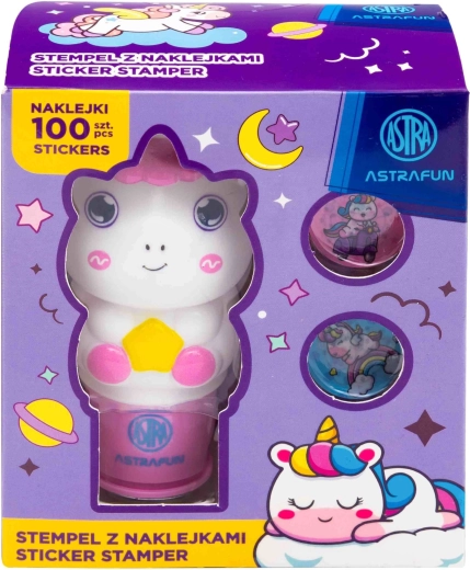 Astra stempel met 100 stickers – eenhoorn