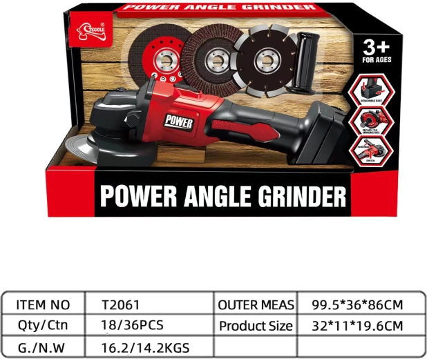 Interactieve accu-haakse slijper voor kinderen 3+ met veilige schijf en drie verwisselbare schijven