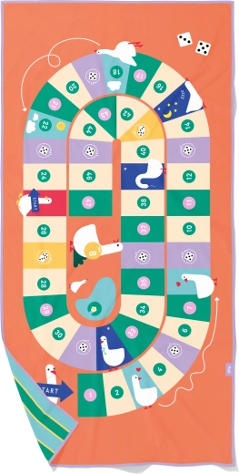 Quut kinderhanddoek 2-in-1 speelmat Ganzenbord, 140 × 70 cm
