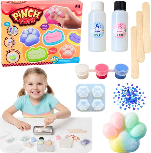 Creatieve DIY-knutselset voor het maken van anti-stress squishy’s – kattenpoot (44 onderdelen)