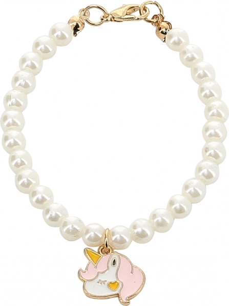 Parelketting met eenhoorn voor pop van 39–48 cm