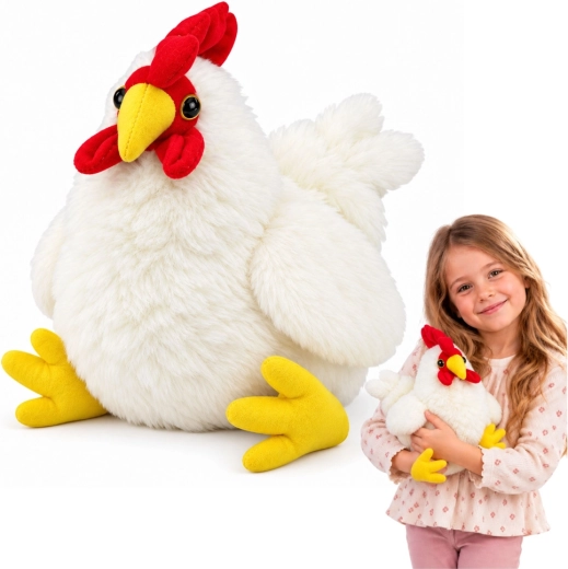 Pluizige witte kip 30 cm