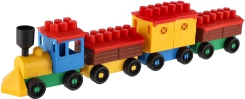 Locomotief en 3 wagons om herhaaldelijk te koppelen