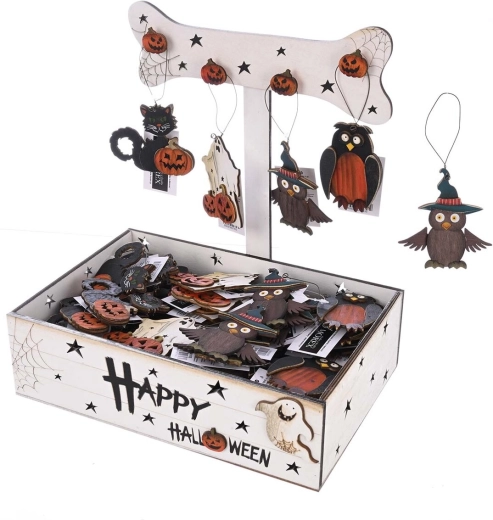 Houten hangdecoratie Halloween – 4 varianten