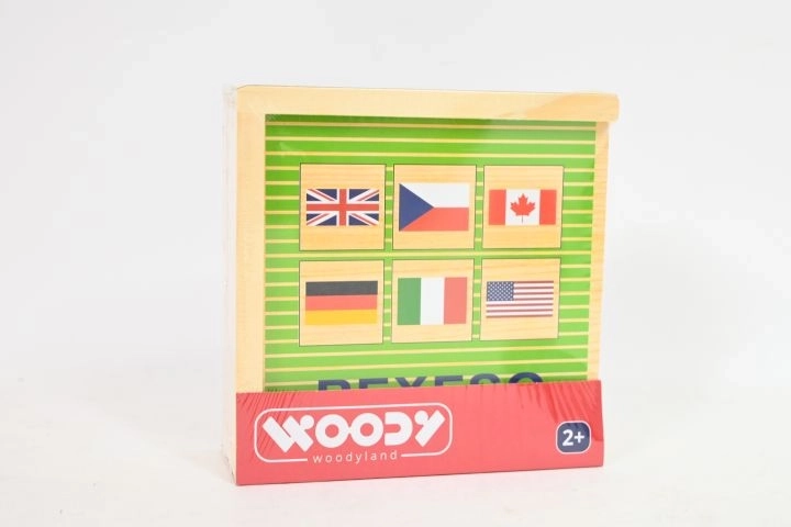 Woody houten geheugenspel met vlaggen van landen - 44 speelstukken
