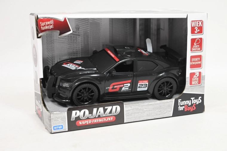 Raceauto met frictieaandrijving met licht en geluid