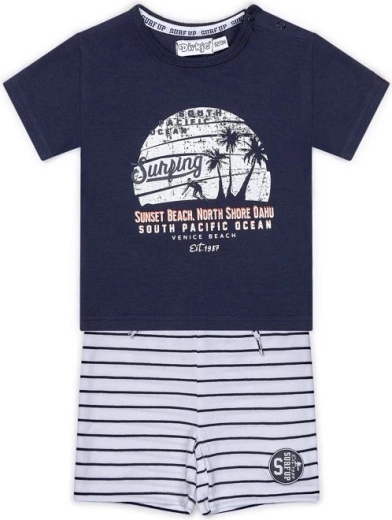 Dirkje kinder 2-delige set T-shirt en shorts navy en witte strepen