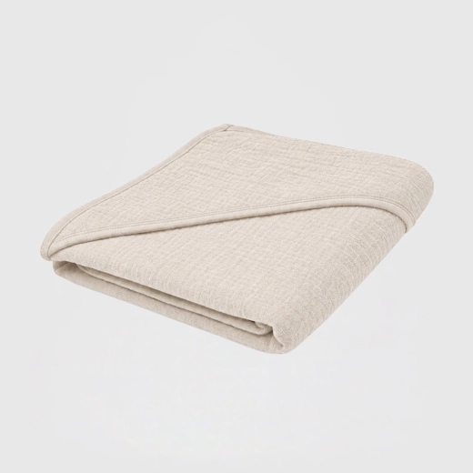 Mousselinen babybadcape met capuchon New Baby 90 × 90 cm linen