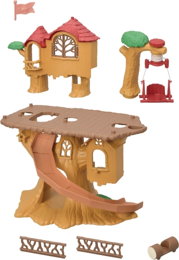 Glijbaan en rit met houten boomstam