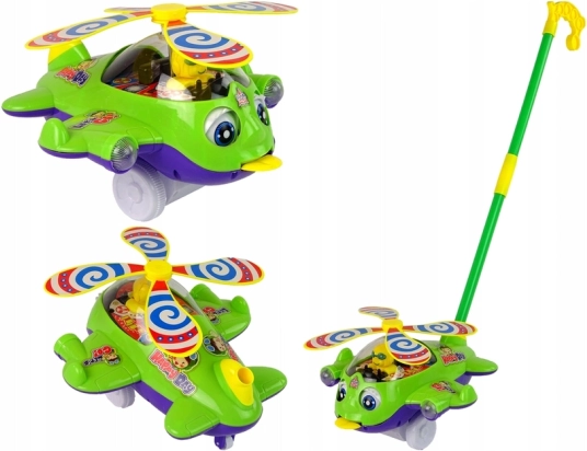 Groene duwhelikopter met piloot