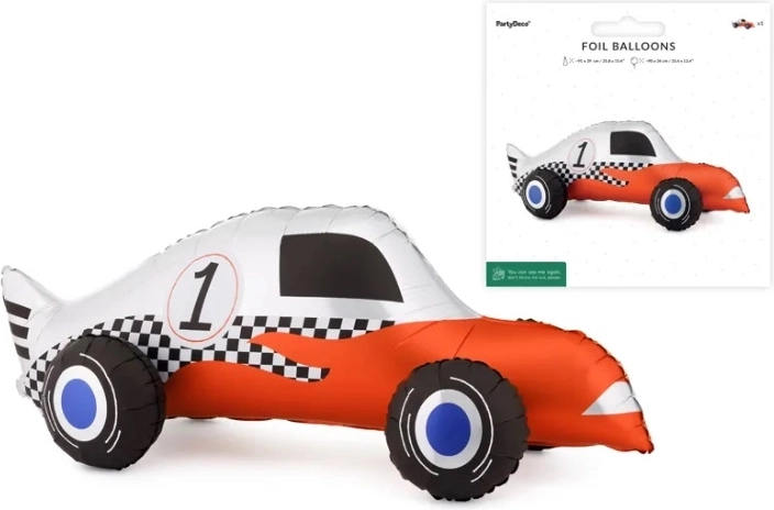 Staande folieballon raceauto (mix) 90 × 34 cm