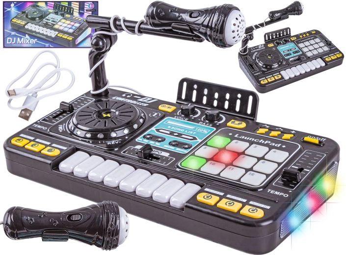 Kinder-DJ-console met microfoon en LED-verlichting