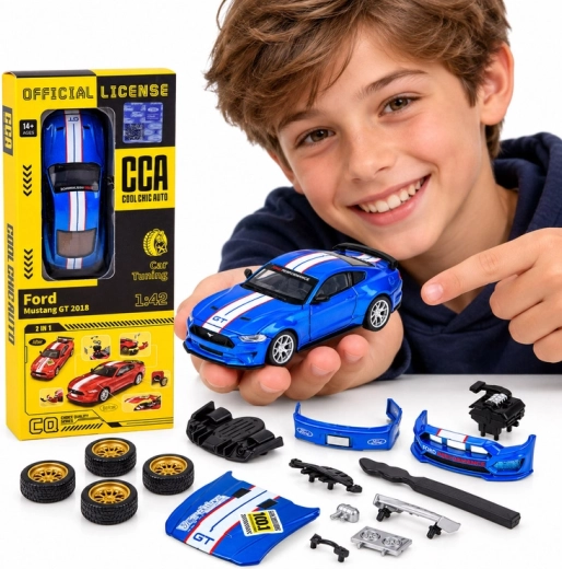 Gelicenseerd metalen model Ford Mustang GT 2018 met tuningonderdelen in schaal 1:42