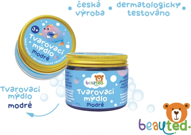 Vormbaar zeepje in hersluitbaar potje – Blauw