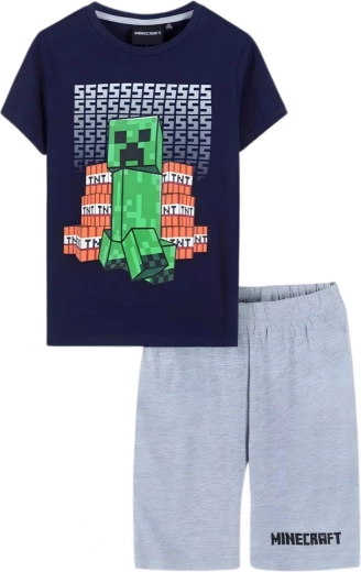 Minecraft pyjama donkerblauw-grijs