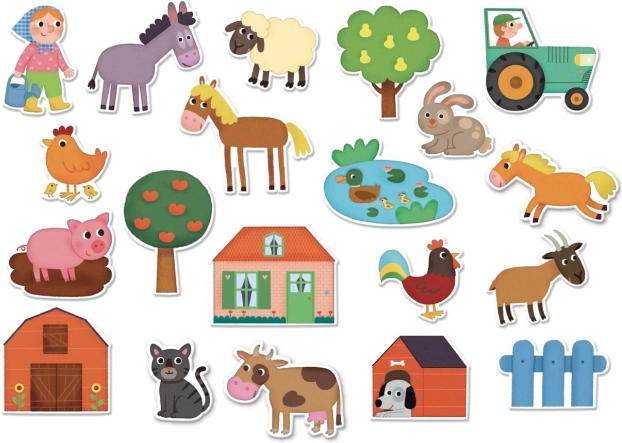 Vilac houten magneten boerderij, 20 stuks