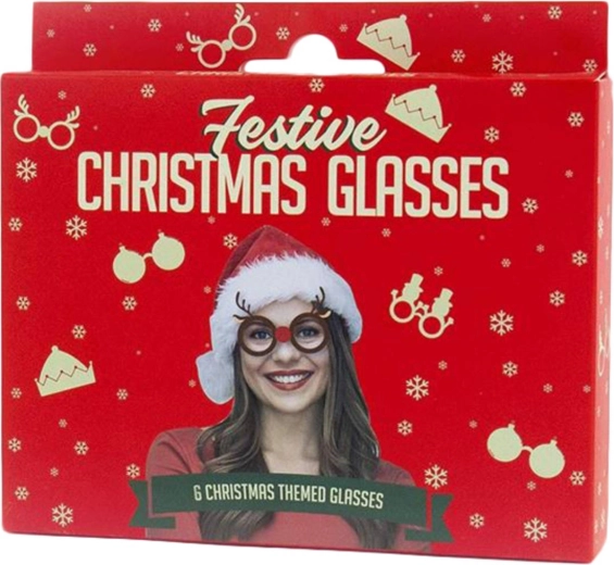 Gift Republic kerst-carnavalsbrillen set 6 stuks