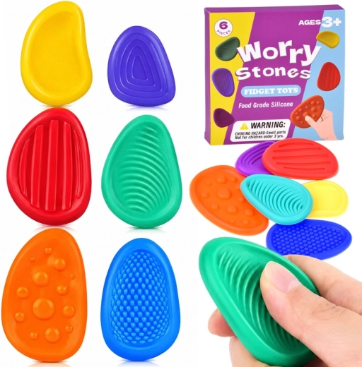 Siliconen sensorische steentjes fidget toys – set van 6 stuks