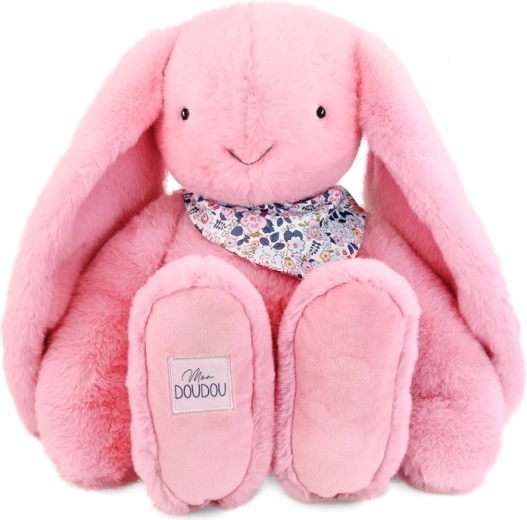 Doudou pluchen konijntje met sjaaltje – roze