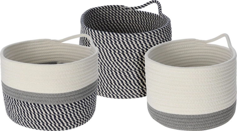 Ronde katoenen mand 23 cm – mix van kleuren en decoraties