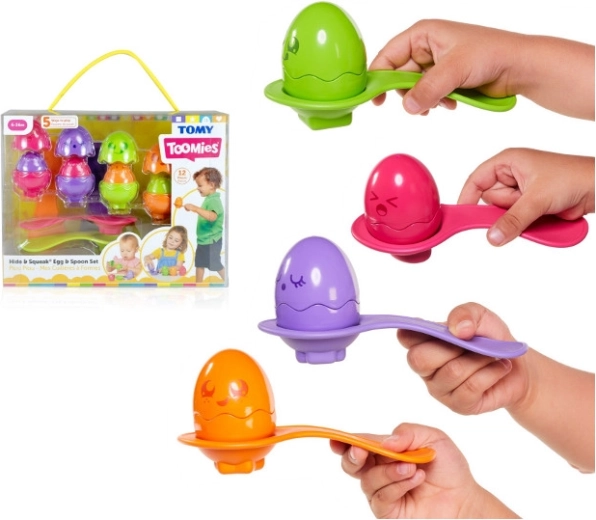 Tomy Toomies eieren met lepels Hide & Squeak