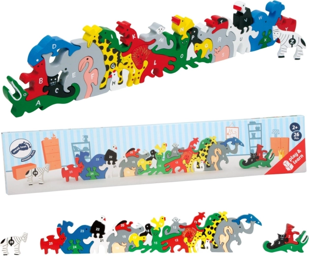 Houten dierenpuzzel met letters en cijfers Small Foot