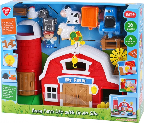 speelgoedboerderij met silo en accessoires met geluiden, plastic set 18m+