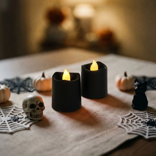 Halloween LED-kaarsen zwart, 2 stuks