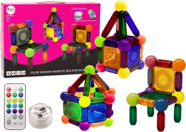 Magnetische bouwset met verlichting, 32 delen