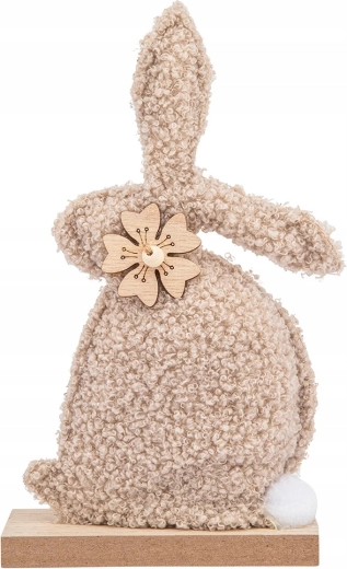 Bouclé decoratief konijnenbeeldje beige 22 cm