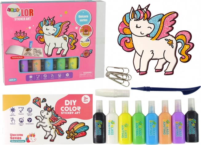 set raamstickers Eenhoorn DIY 8 kleuren met glitters