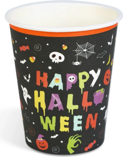 Papieren bekers Happy Halloween 250 ml, 8 stuks