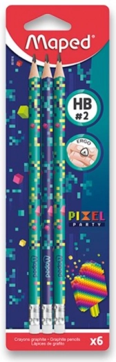Grafietpotlood Maped Pixel Party HB, 6 stuks